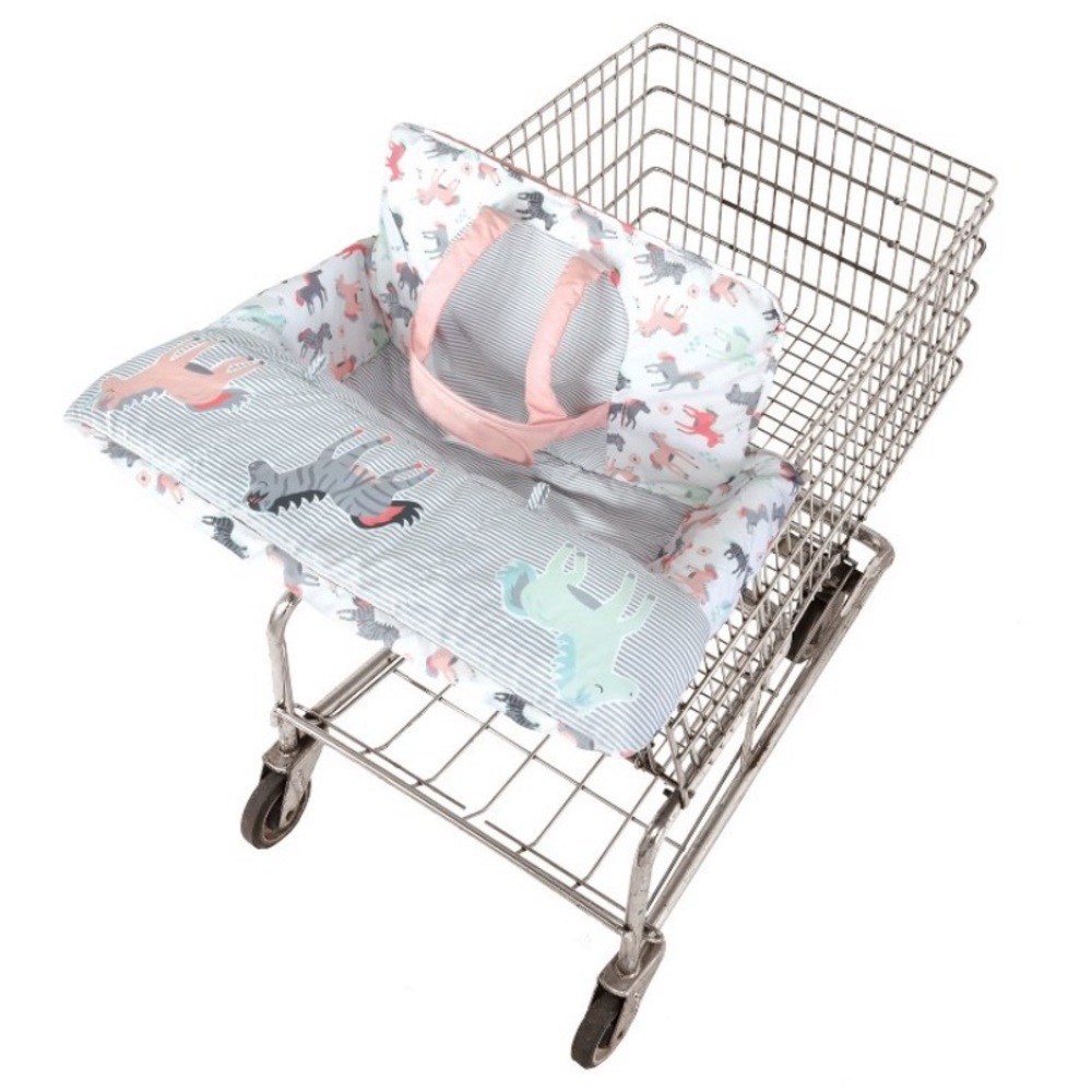 Go by Goldbug Shopping Cart and High Chair Cover- Pink Unicorns and Horses